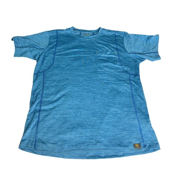 Ariat Rebar Men's size Medium Blue Short Sleeve Revolt Athletic Fit Tshirt - Picture 1 of 10